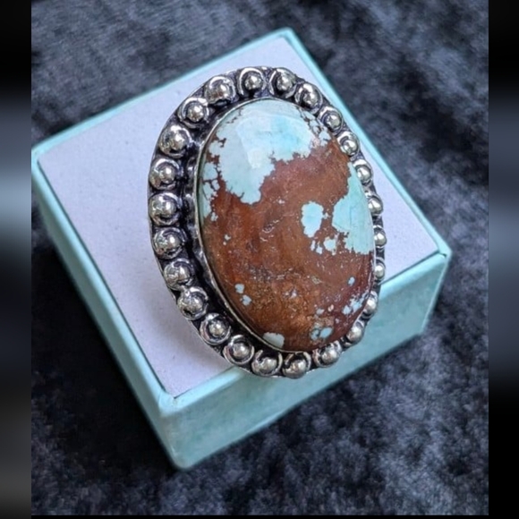 Handcrafted Oval Turquoise Ring - Picture 8 of 11